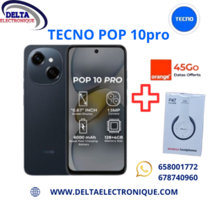 Smartphone Tecno Pop10pro  128Go- 4Go+4Go